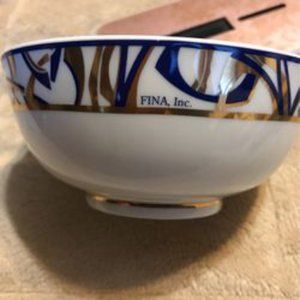 Tiffany & Co Bone China Bowl 5" Blue Gold Scroll Japan Made for Fina Inc